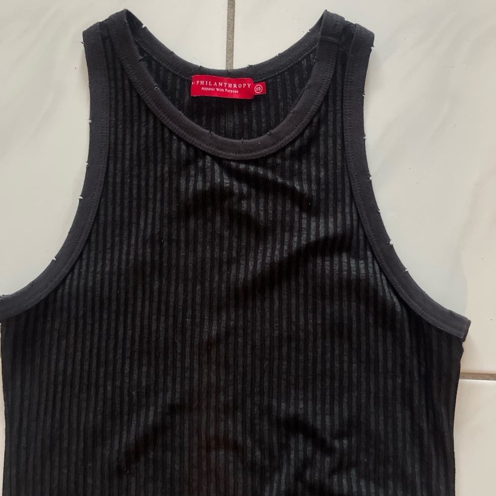 n:PHILANTHROPY Black Ribbed Tank Top